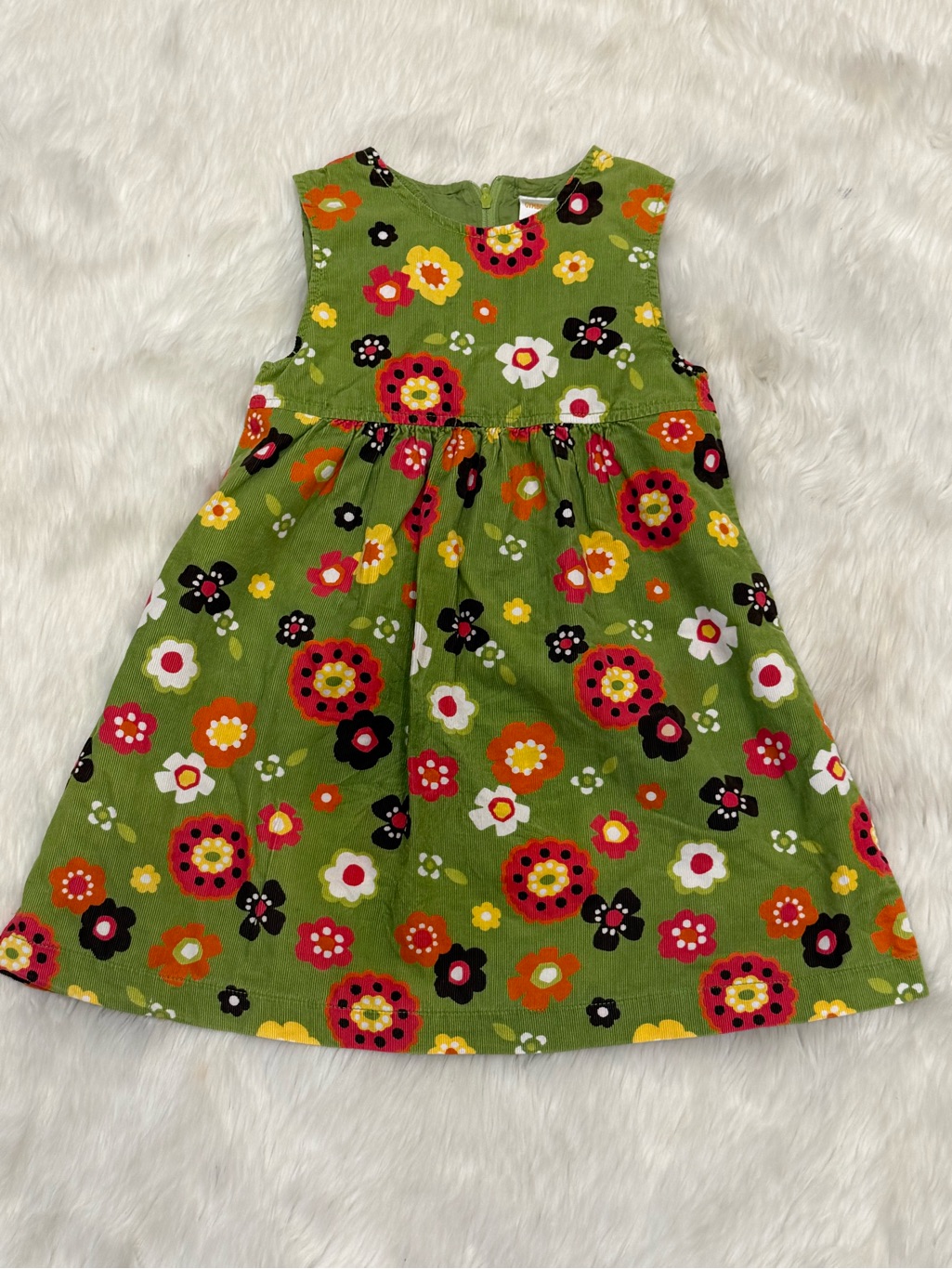 Gymboree Green Floral Sundress Bright Blooms Corduroy Dress Cotton Girls Size 5t